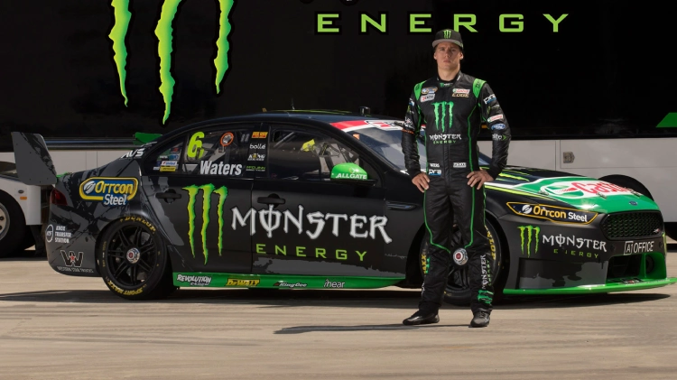 A racecar image with Monster Energy branding 