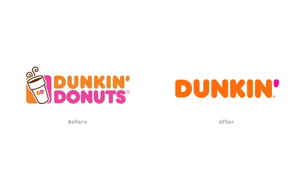 The before and after of Dunkin Donuts Rebranding in 2019