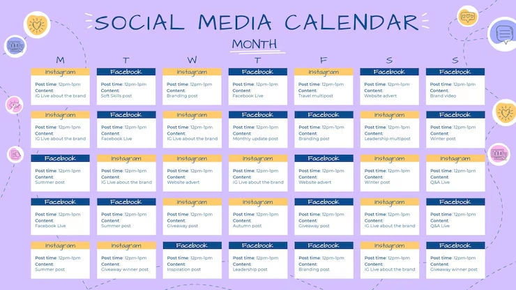 A stock image of a social media calendar 