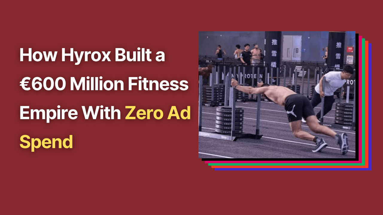 Blog cover image with dark red background that reads, "How Hyrox Built a €600 Million Fitness Empire With Zero Ad Spend".