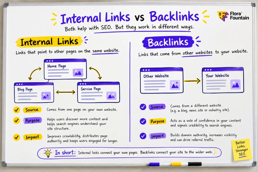 Internal Links vs Backlinks clear differentiation